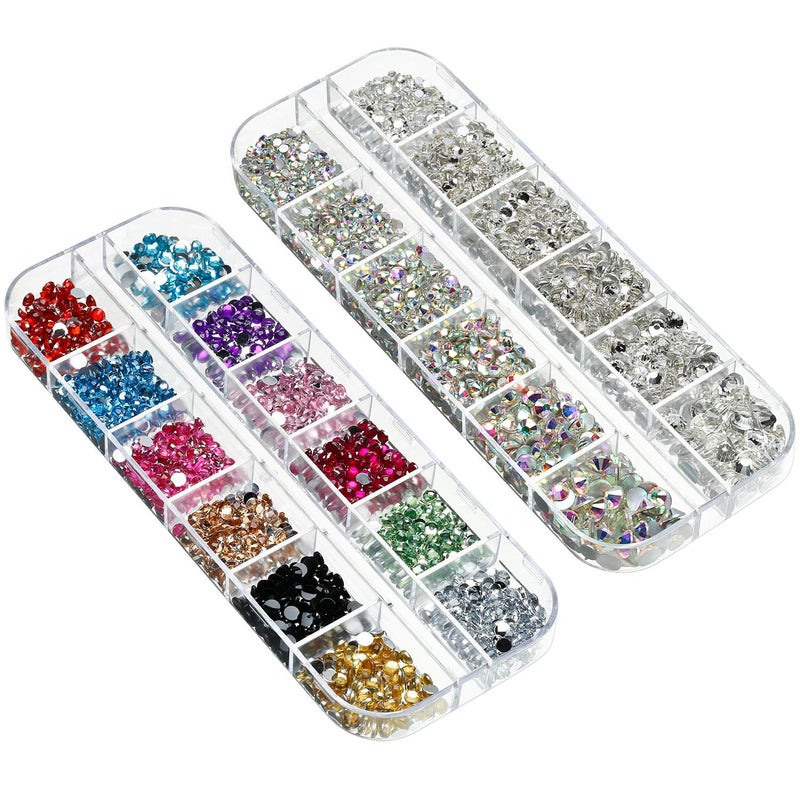 Bememo 4488 Pieces Nail Art Rhinestones Crystal Flatback Rhinestones with Picker Pick Up Tweezers for Nails Art Clothes Shoes Bags Decoration(Colorful, AB Color and Clear) - Image 3